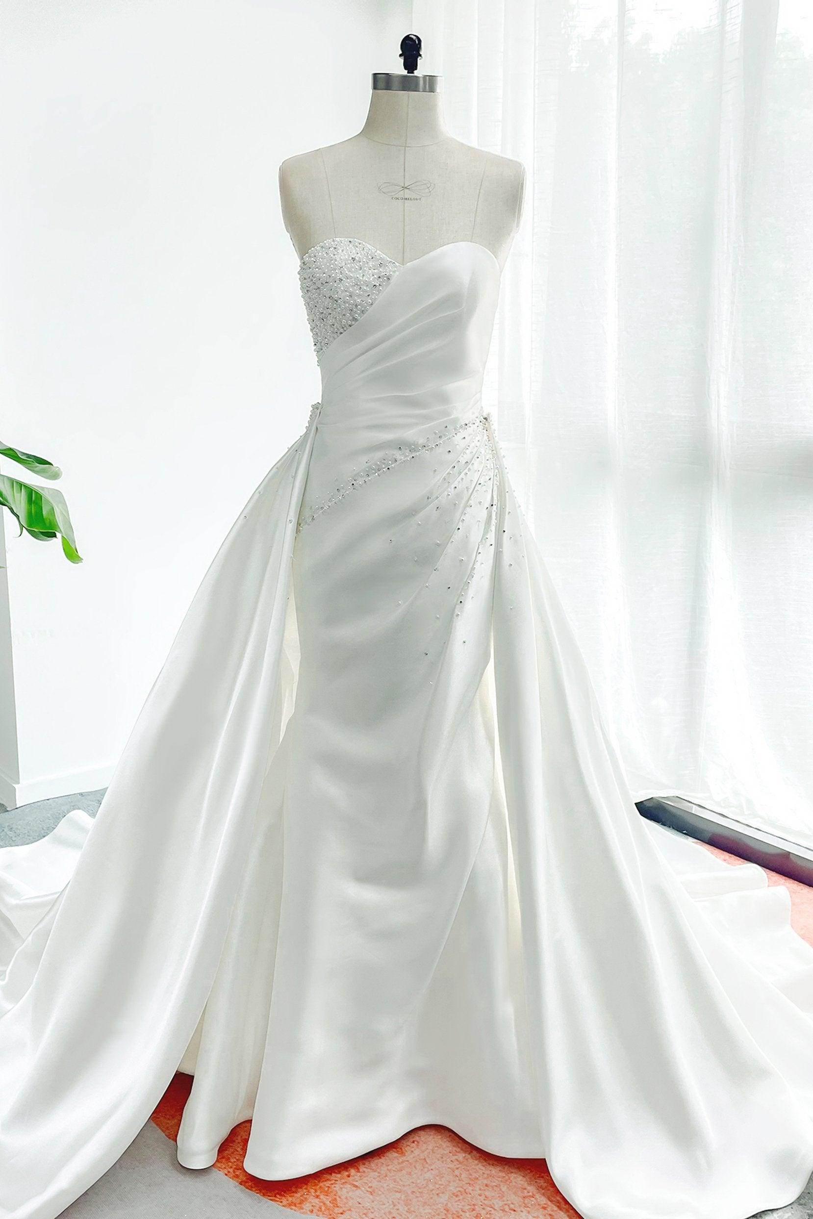 A-Line Court Train Mikado Wedding Dress CW3164 - COCOMELODY
